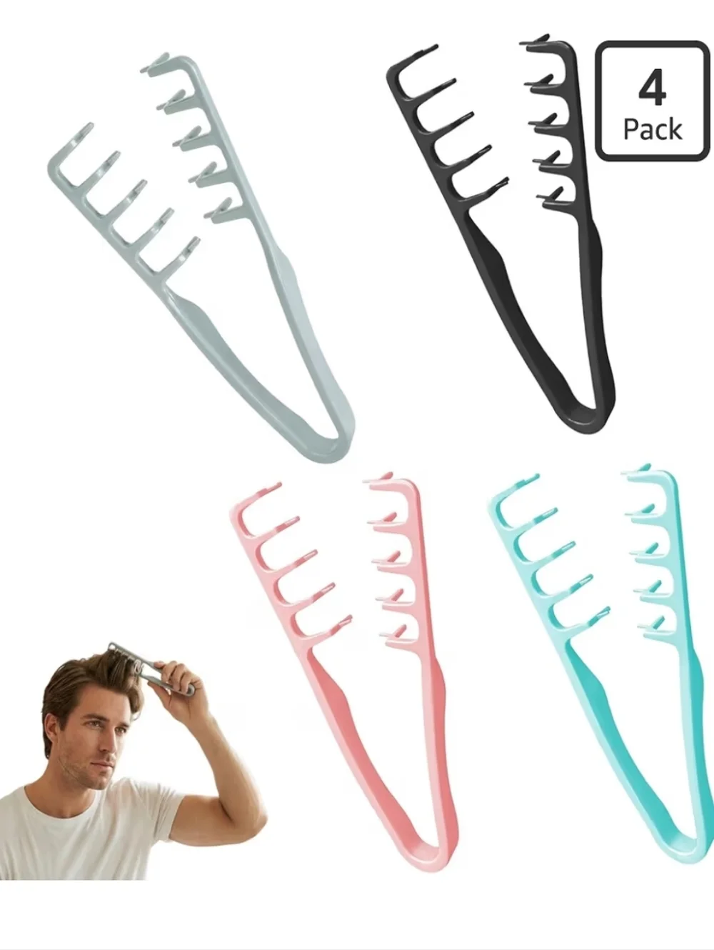 4-Pack Hair Texturizing Combs